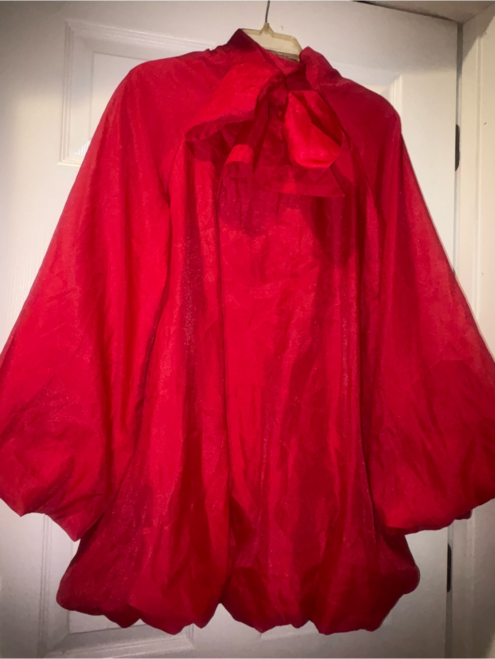 NWT Reveuse Small Red Sheer Bow Neck Blouse